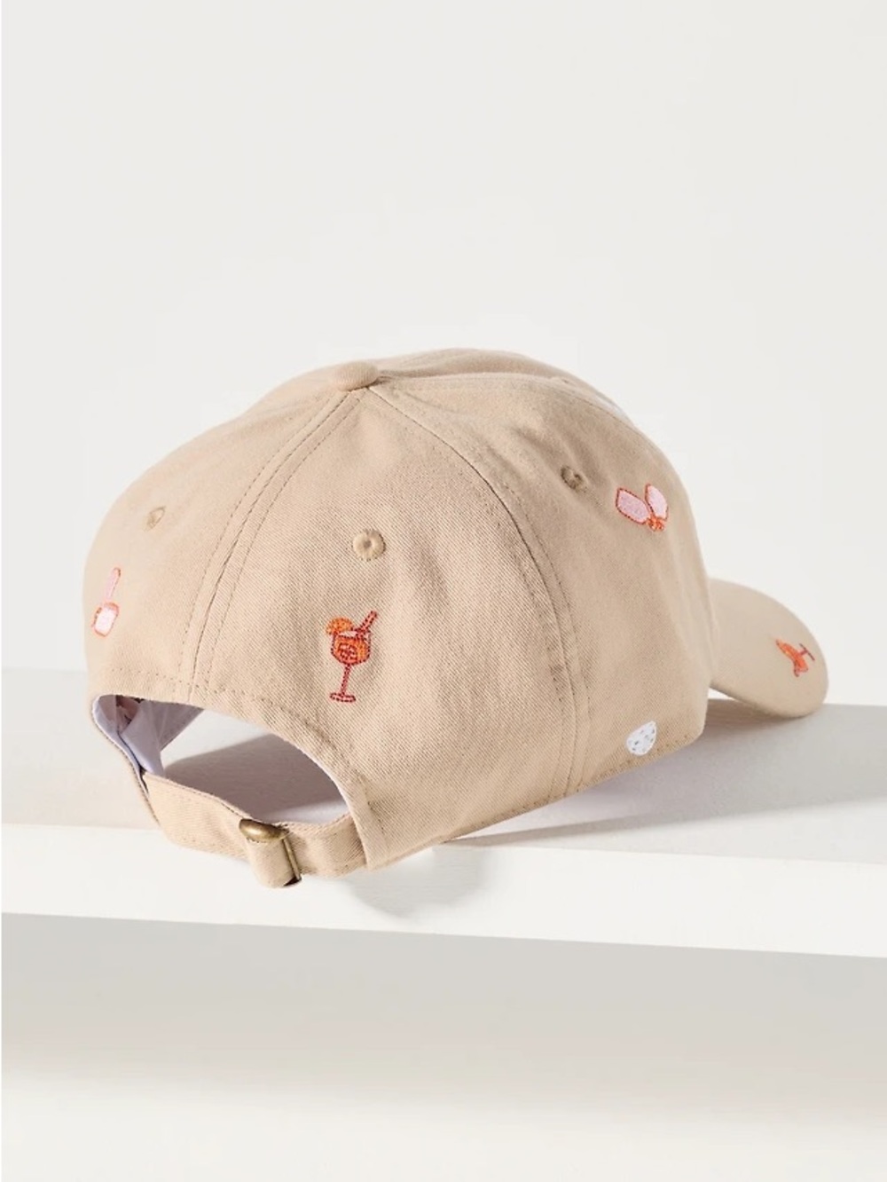 Anthropologie Scatter Pickleball Icons Baseball Cap Beige Embroidered Hat - Picture 2 of 4
